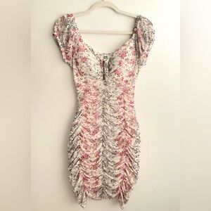 Madden NYC Ruched Floral Mini Dress